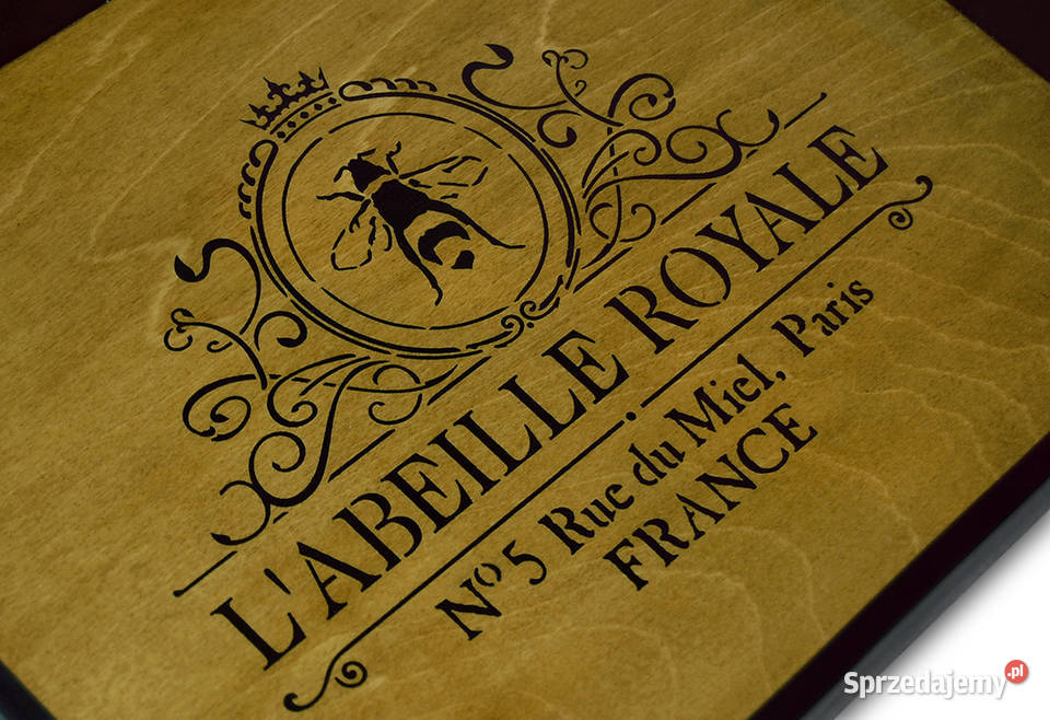 duża TACA drewniana vintage LABEILLE ROYALE Tace i stoliki Dom i Ogród Bydgoszcz