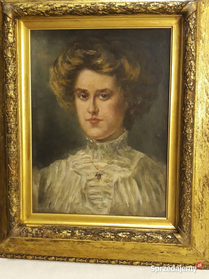 Antyczny Obraz Olejny Portret Kobiety koniec XIX