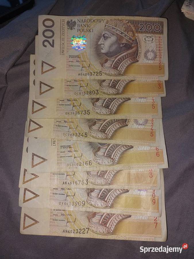 Banknot 200zl rosnący numer Szczecin