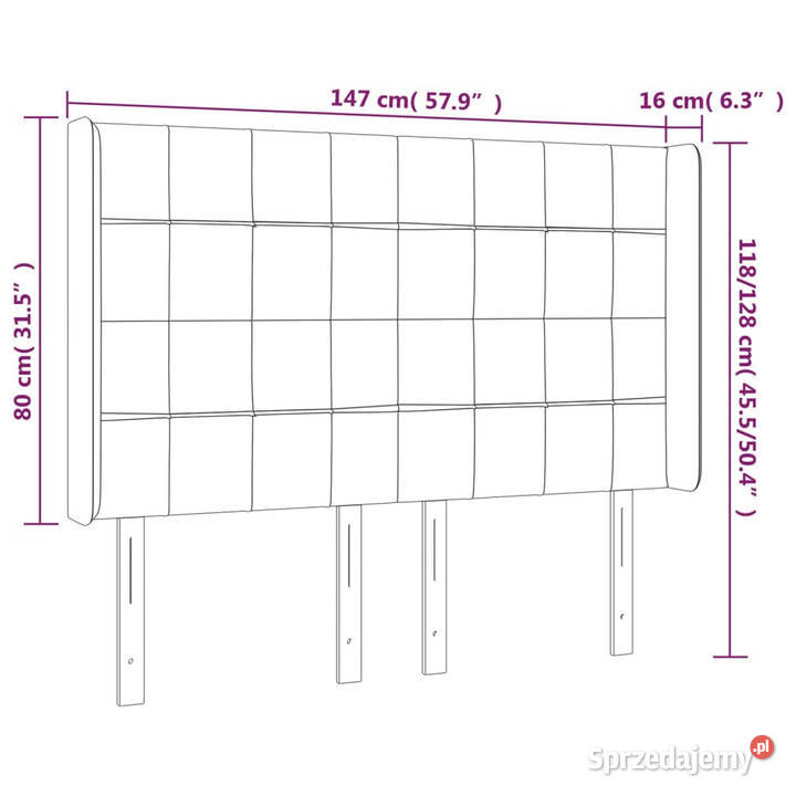 Zagłówek do łóżka z LED jasnoszary 147x16x118128 Warszawa