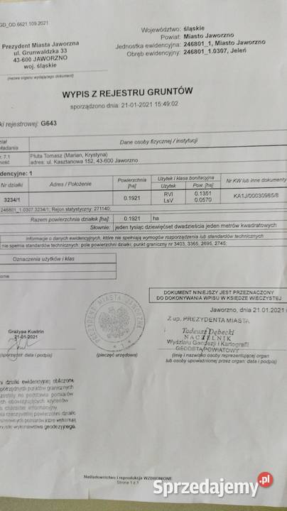 Działka rolnoleśna Zamiana