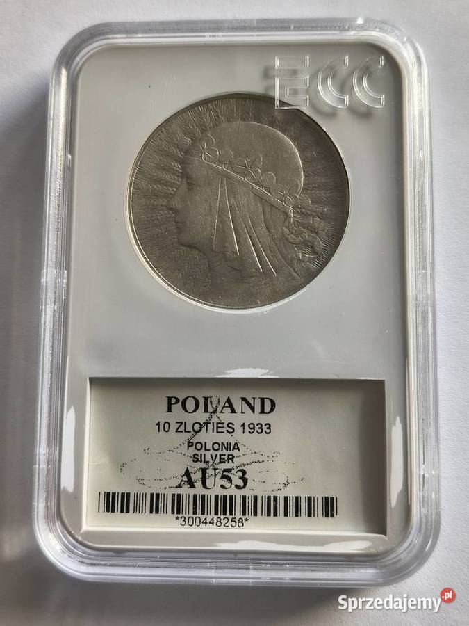 10 1933 Polonia grading GNC nota AU 53 Antyki, Sztuka, Kolekcje Szczecin