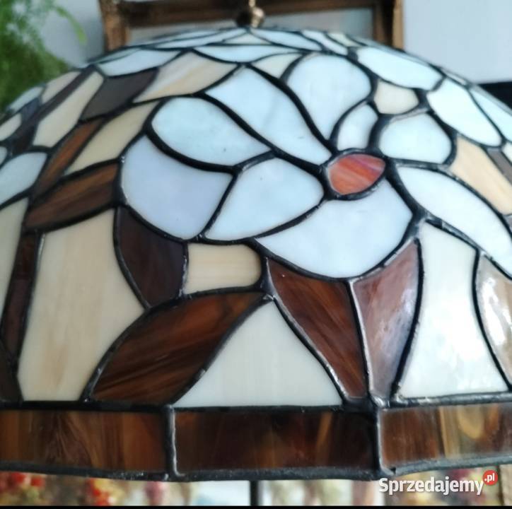 Mosiężna lampa witrażowa