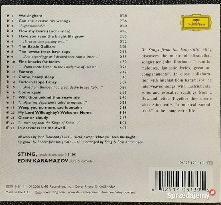 Wspaniały Album CD STING Album Songs From The śląskie Katowice sprzedam