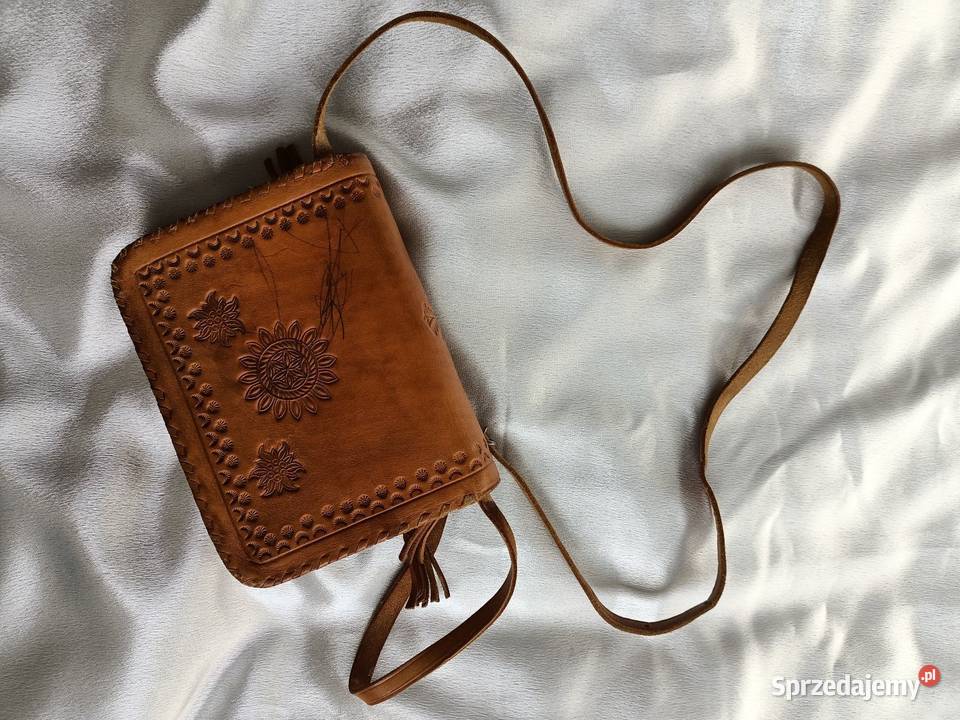 Torebka damska skórzana vintage ręcznie robiona Konin
