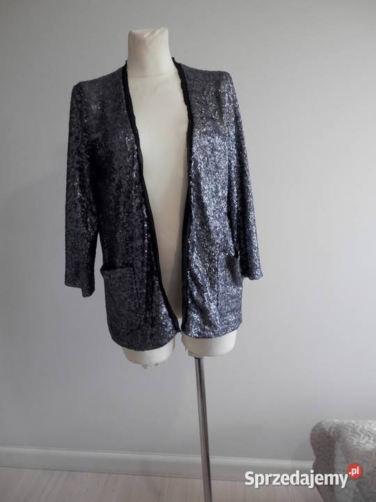 Marynarka Blezer Narzutka Cekinowa Srebrna Łomża sprzedam