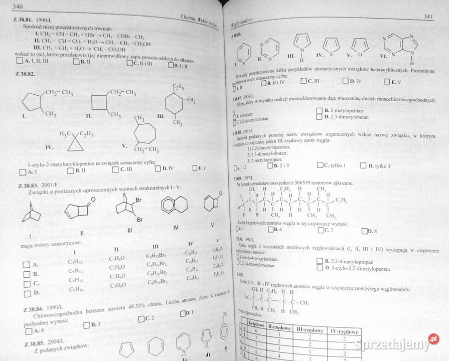 Chemia wybór testów maturzystów i kandydatów na Chełm