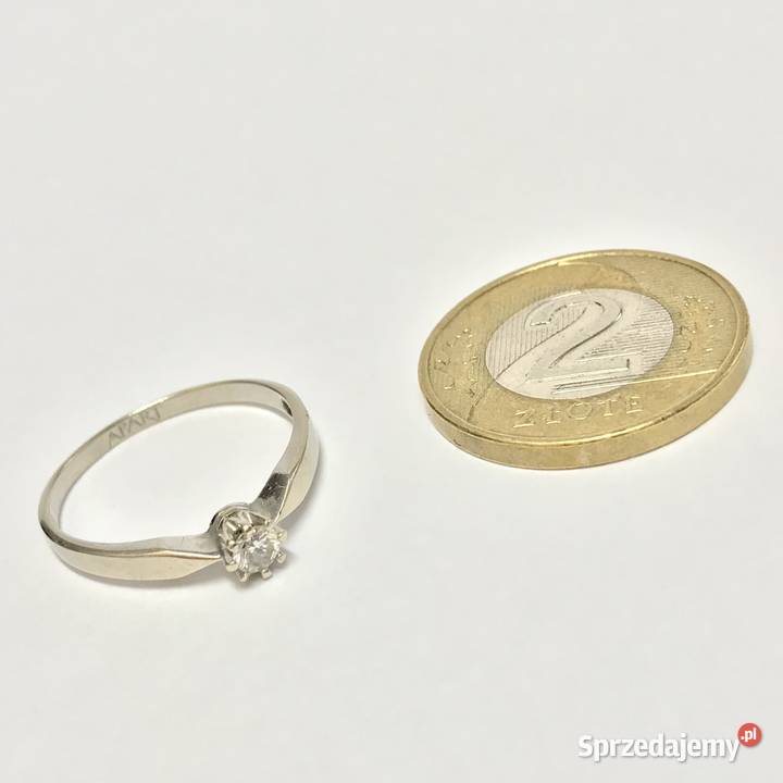 Złoty PIERŚCIONEK 585 14K DIAMENT 012ct APART Pierścionki Warszawa