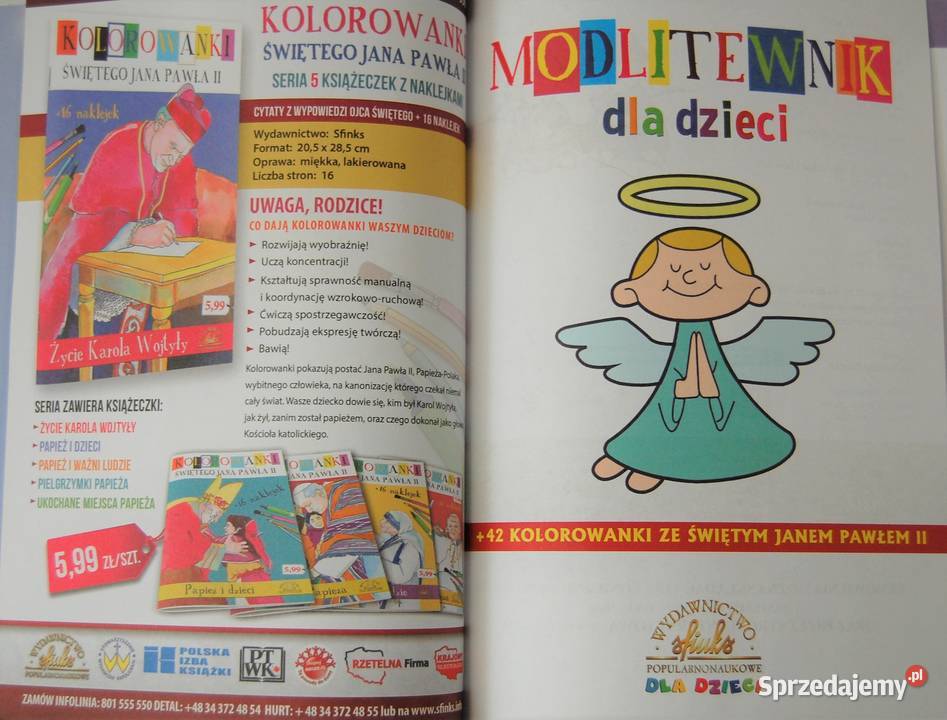 Modlitewnik dzieci kolorowanka zawieszka Anioł twarda Lublin