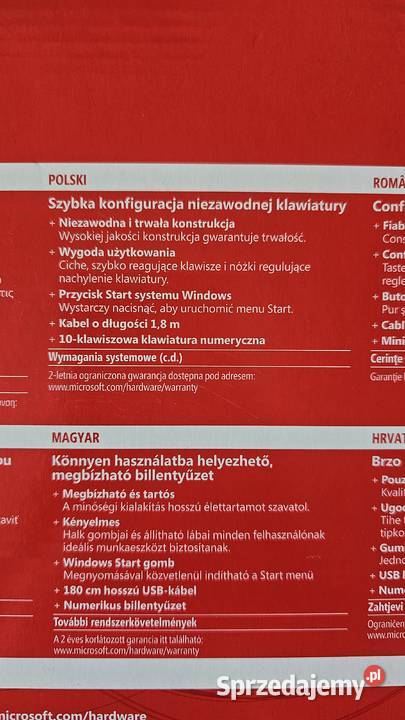 Klawiatura przewodowa QWERTY Microsoft Wired małopolskie Kraków
