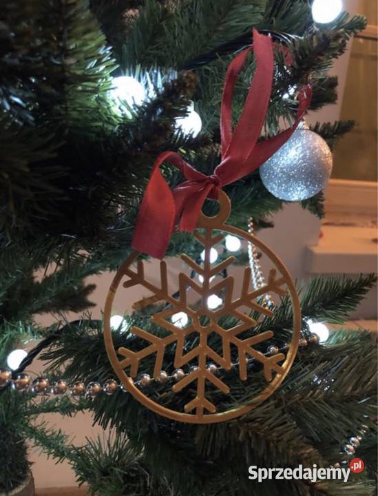 Złota bombka Śnieżka na choinkę Kłodawa