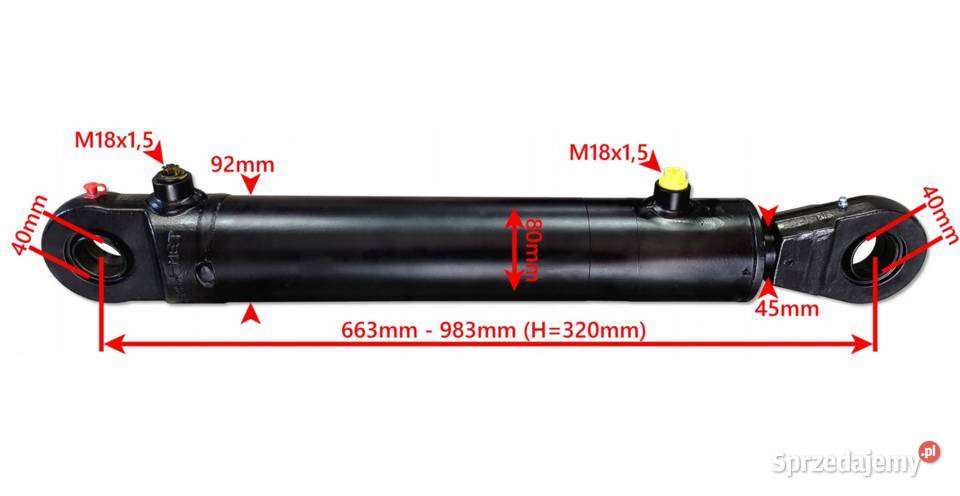 Siłownik Hydrauliczny 80x45 Skok 320 Mocowania Solec Kujawski sprzedam