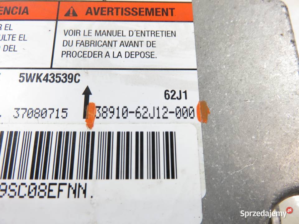 MODUŁ AIRBAG SUZUKI SWIFT MK6 3891062J12000 małopolskie