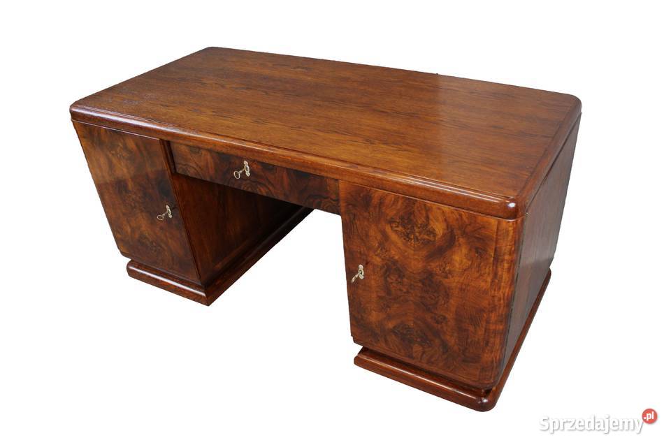 Klasyczne biurko art deco w orzechu z krzesłem Antyki, Sztuka, Kolekcje Bydgoszcz