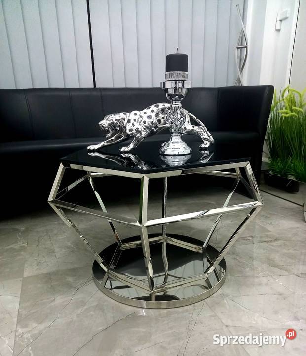 Srebrny czarny stolik kawowy ława glamour Nowy Sącz