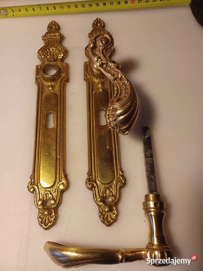 Komplet klamek mosiężnych i szyldów wielkopolskie