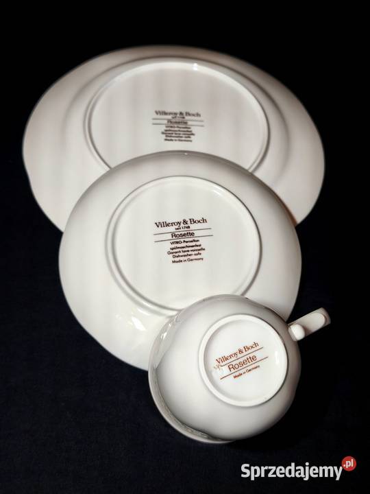 Zestaw kawowy trio Villeroy Boch Rosette Porcelana i szkło Chełm