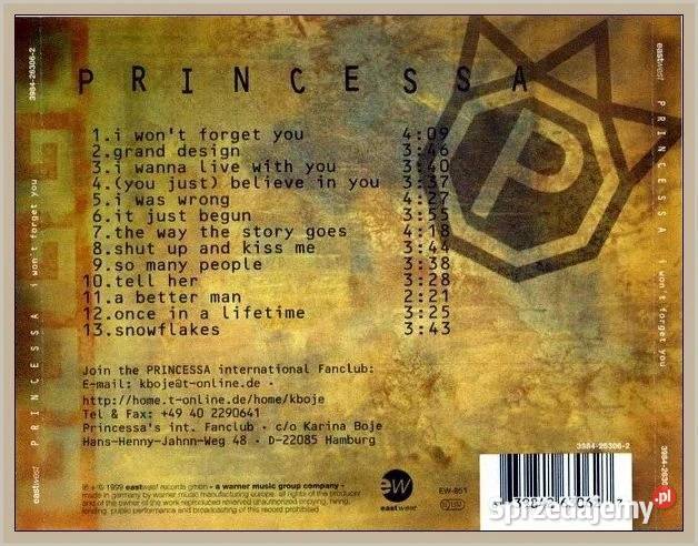 Princessa I Wont Forget You Album CD Krynica-Zdrój