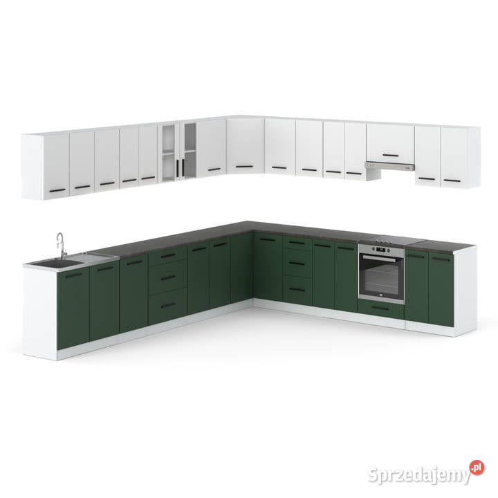 Meble Kuchenne Narożne Białe Butelkowa Zieleń Elbląg sprzedam