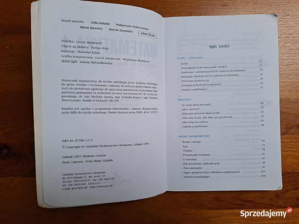 Matematyka 1 podręcznik gimnazjum Gdańsk sprzedam