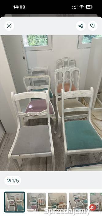 6 krzeseł antyk Shabby białe Konstancin-Jeziorna