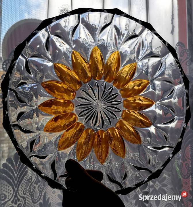 Kryształowa lazurowana patera z Zawiercia Sosnowiec