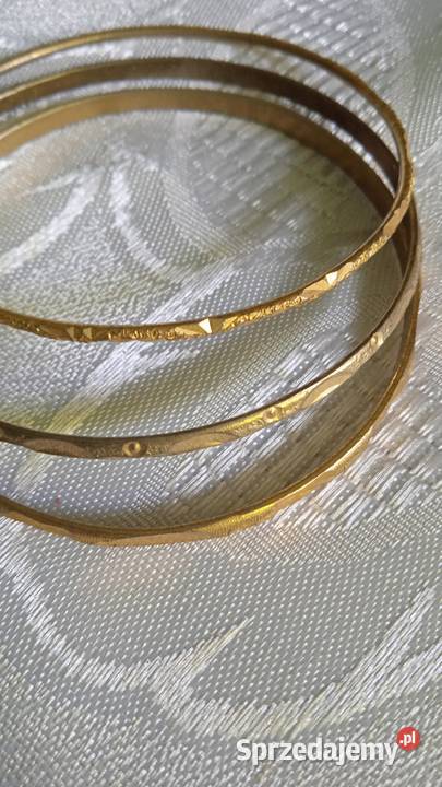 TRZY ZŁOCONE FREZOWANE BRANSOLETKI KÓŁKA Piła