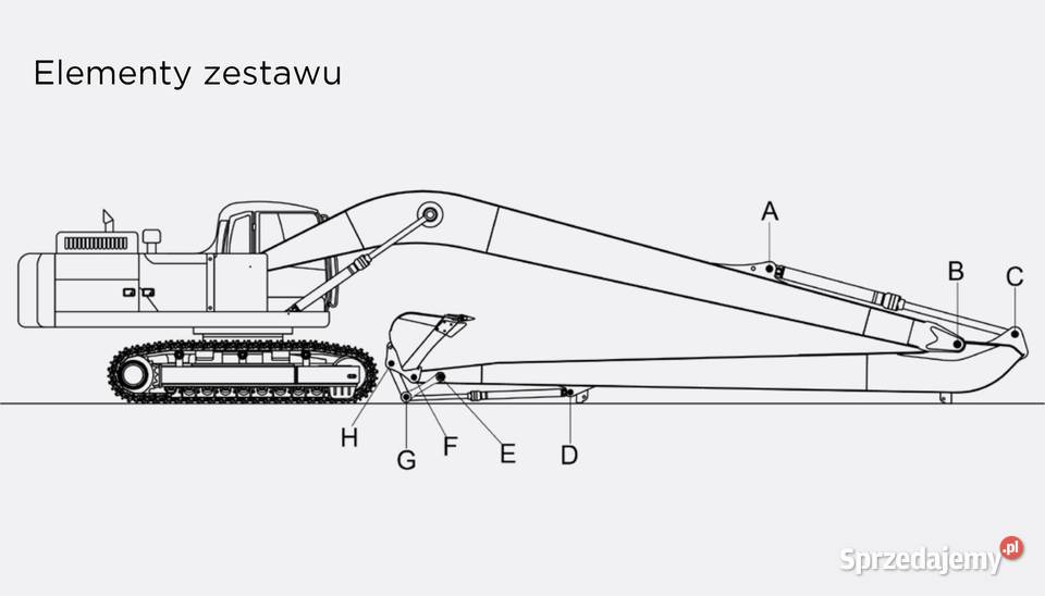 Ramię Long Reach 185 m do koparki 23 26 ton Koparki Koszalin