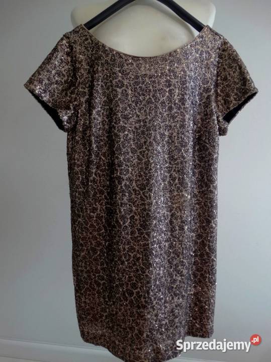 Sukienka Złota Cekinowa Balowa Wieczorowa Łomża