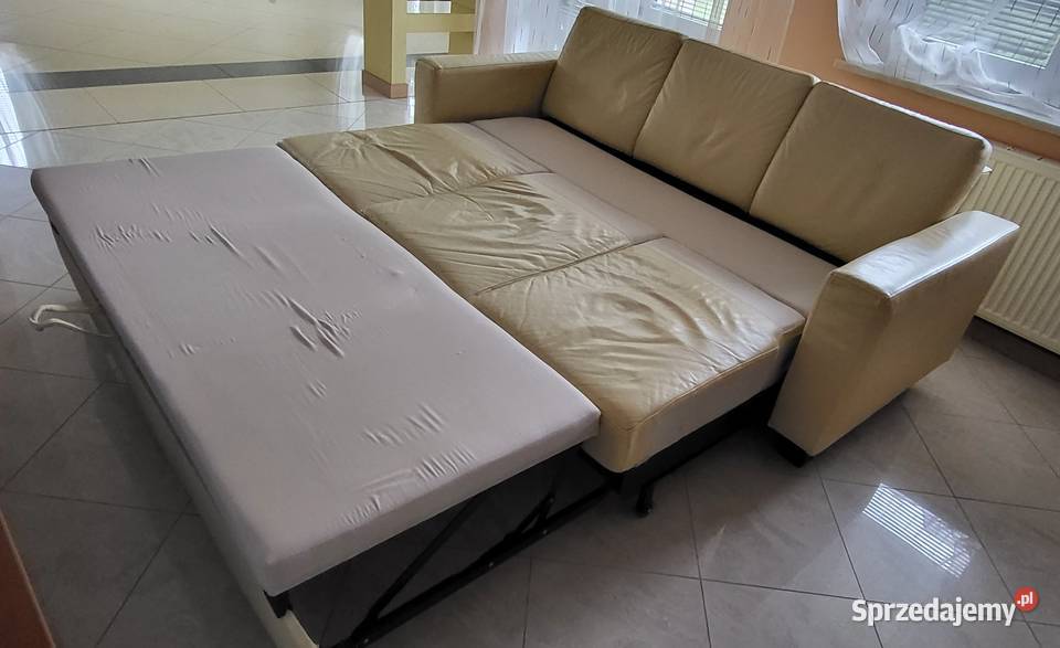Rozkładana kanapa skóra naturalna funkcja spania 208cm lubelskie Świdnik
