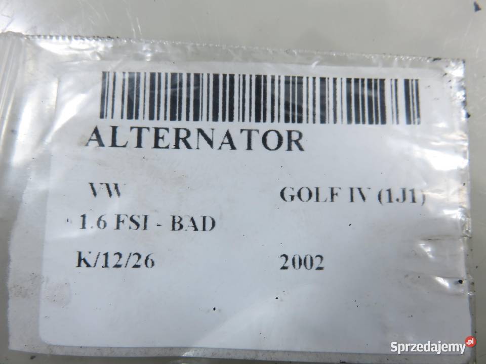 ALTERNATOR VW GOLF IV 1J1 16 FSI BAD 036903024A sprzedam