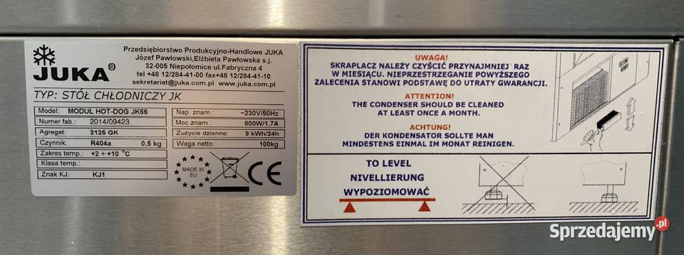 MODUŁ CHŁODNICZY HOTDOG JK65 JUKA dł 95 Łódź