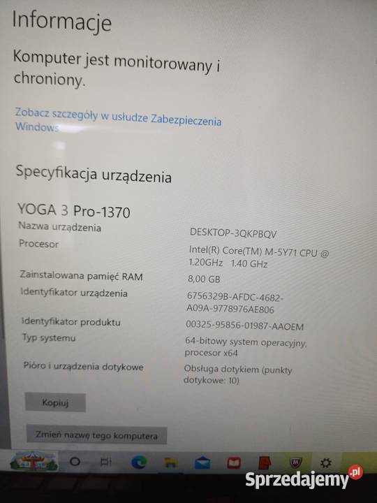 syndyk sprzeda laptop marki Lenovo 8GB Radom sprzedam