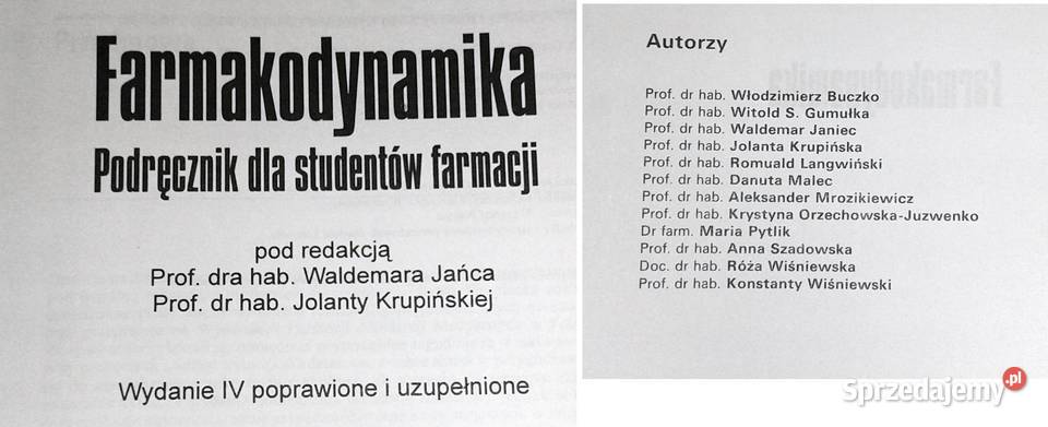 Farmakodynamika Waldemar Janiec Jolanta Chełm