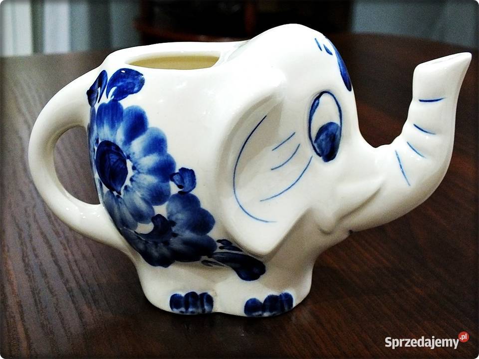 Figurka SŁOŃ ręcznie malowany Mlecznik ceramika Żary