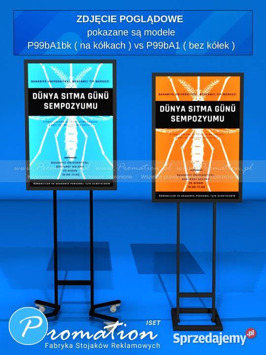 Czarny stojak na plakat A1 na kółkach mobilny Warszawa