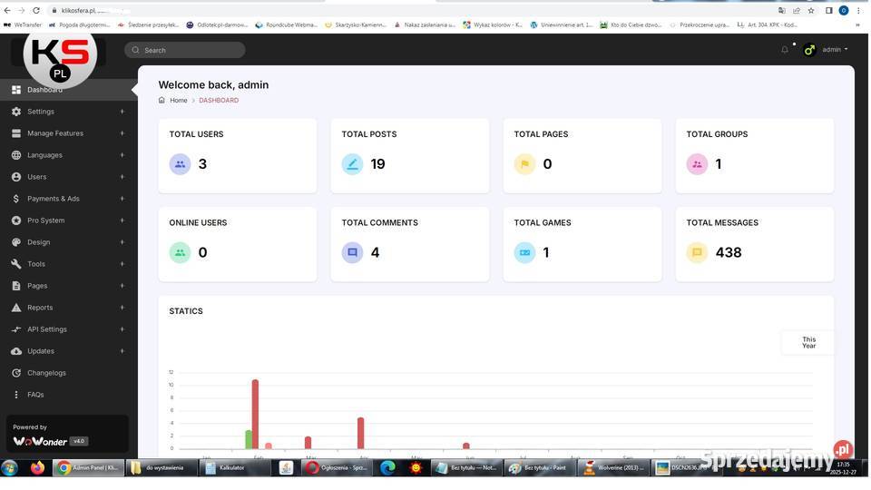 Serwis wielotematyczny na wzór facebooka