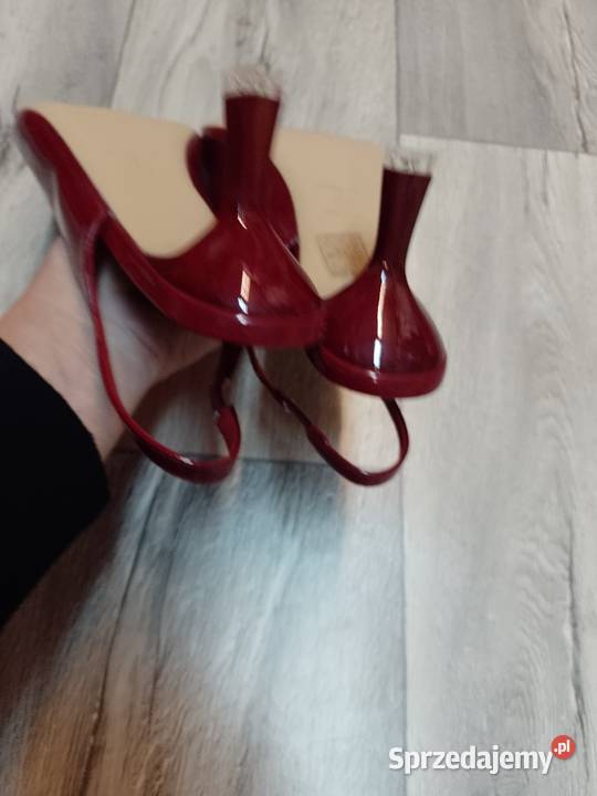 3940 Bordowe czerwone czółenka wieczorowe z Kraków