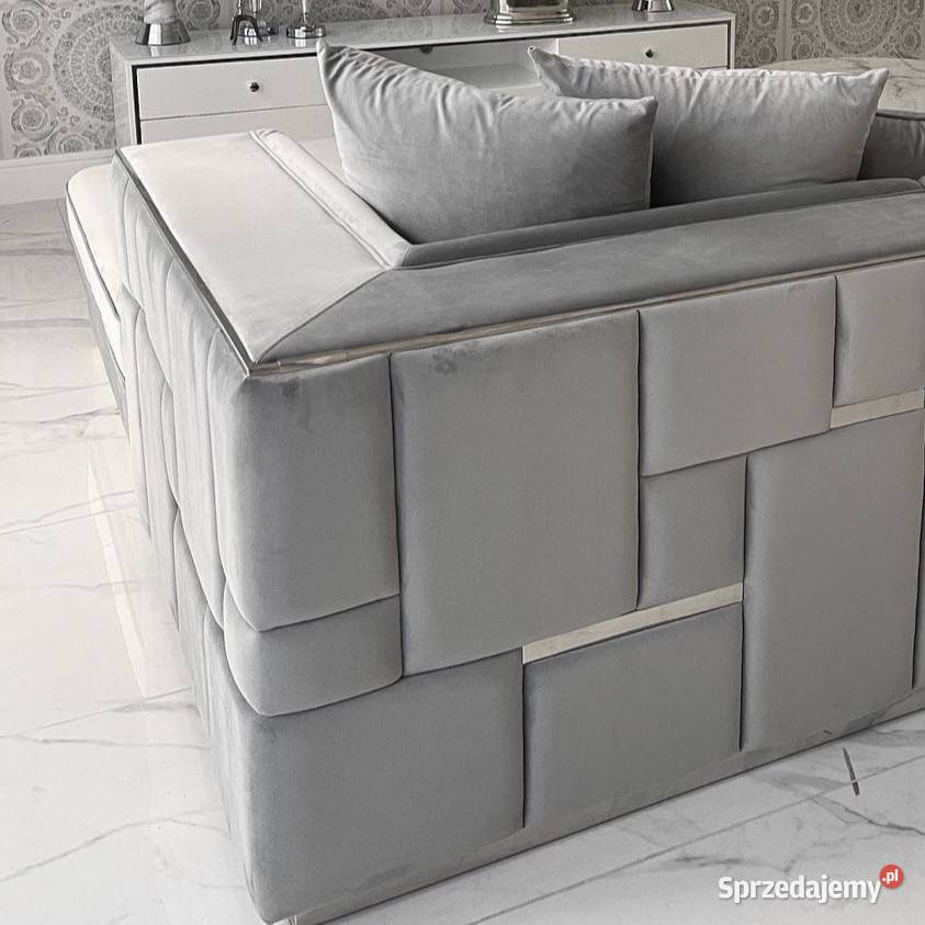 Fotel EMPORIO Szary Srebrny Glamour Luksusowy 72cm Warszawa sprzedam
