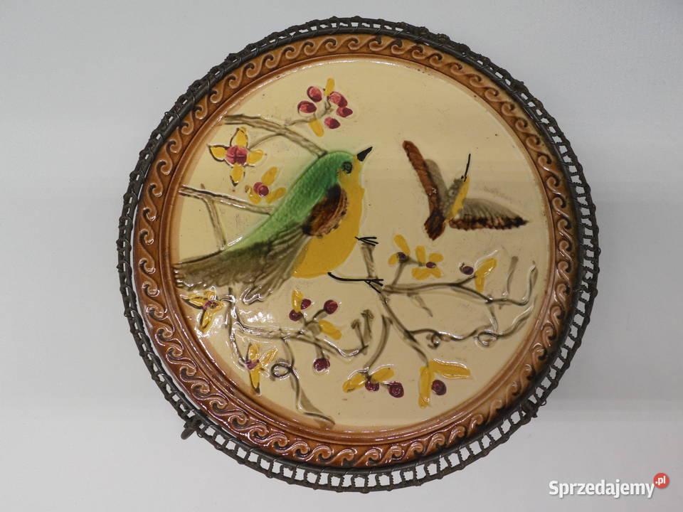 Zabytkowa Podstawka Ceramiczna Patera na Nóżkach Porcelana i szkło wielkopolskie Raszków