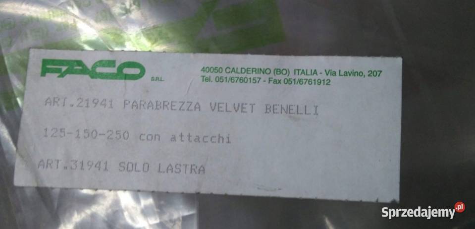 SZYBA OWIEWKA BENELLI VELVET Bielsk Podlaski