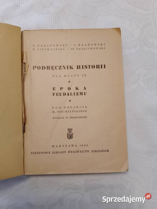 Podręcznik historii klasy IX z 1950 r EPOKA Oborniki