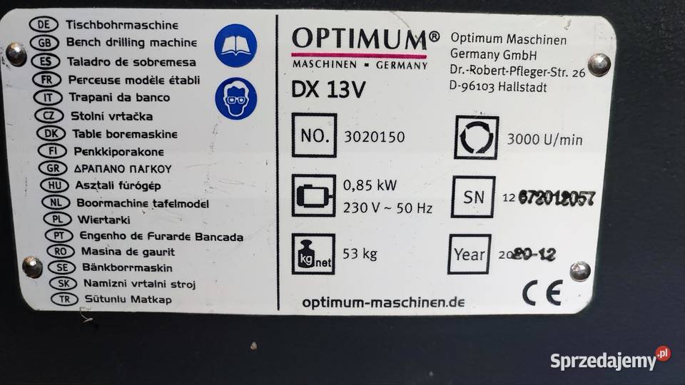 Wiertarka stołowa OPTIMUM DX 13V1 małopolskie