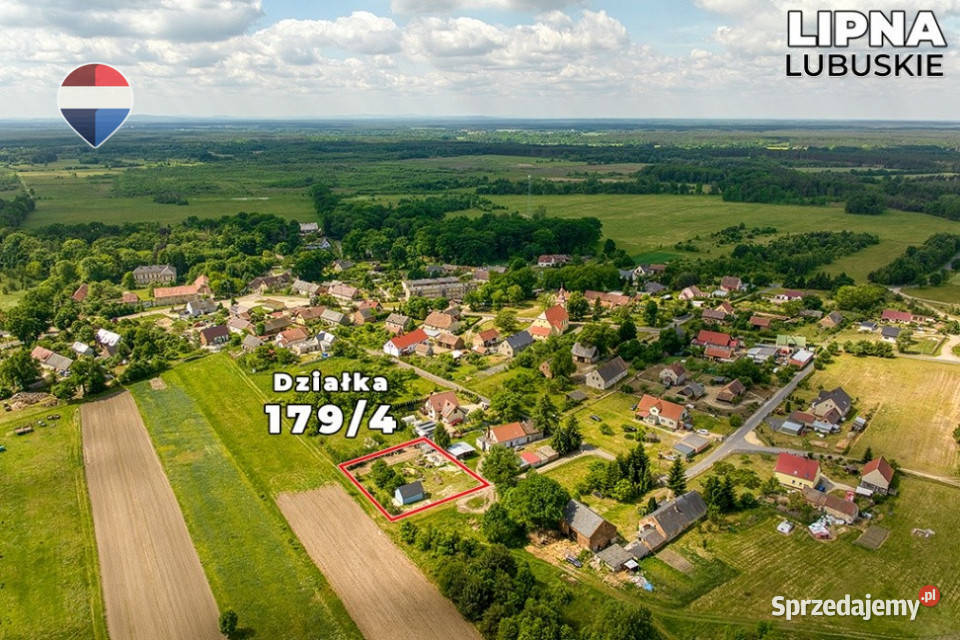 Działka 1337 m z domkiem 35 m Lipna