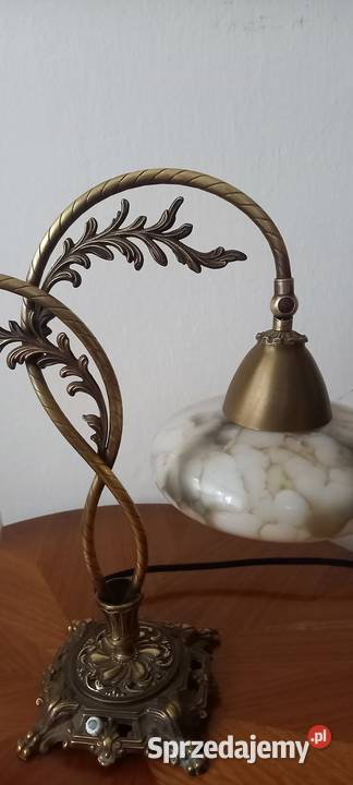 Dwuramienna mosiężna lampa w stylu secesyjnym Skierniewice