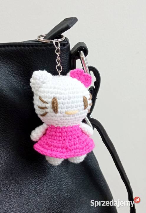 Hello Kitty wykonana na szydełku brelok Łask