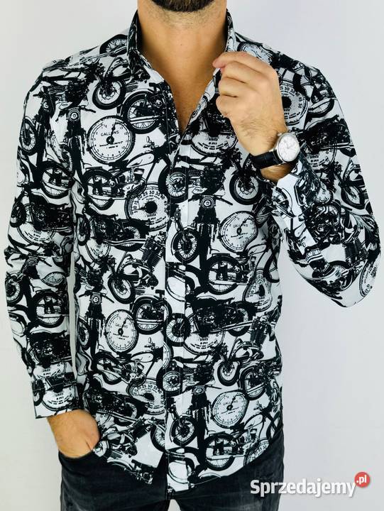 GIOVANNI PERA Koszula męska K011 Biała czarna Ostrów Wielkopolski sprzedam