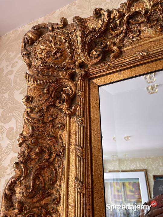 Stare wielkie kryształowe lustro na drewnie Bystrzyca Kłodzka