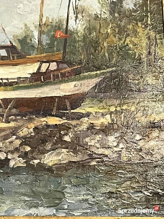 Obraz Łodzie w Antalyi 1996r Józef Łącki Kraków