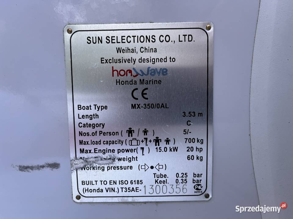 Ponton Honwave T35AE silnik Mercury F10E EFI 10 łódzkie Łódź